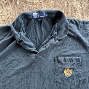 VINTAGE POLO RALPH LAUREN CREST LOGO SHIRT BLACK 90S HONG KONG